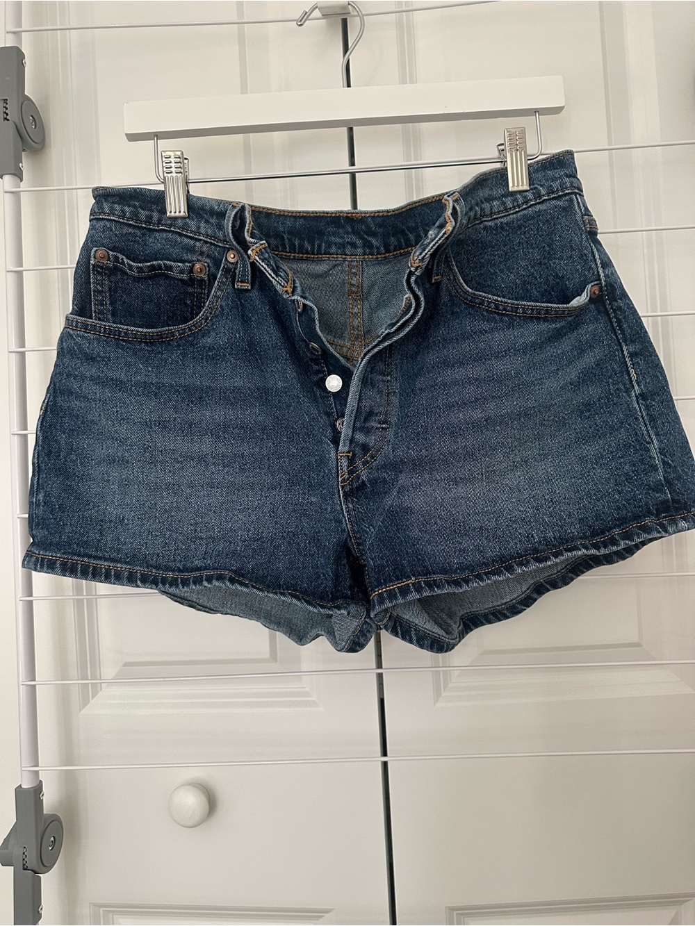 Levi's Dark Blue Denim High-Rise Jean Shorts
